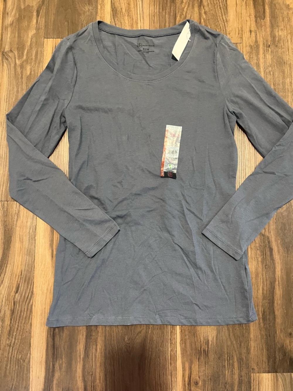 No Boundaries Women's Long-Sleeve Crewneck Tee - Slate Gray